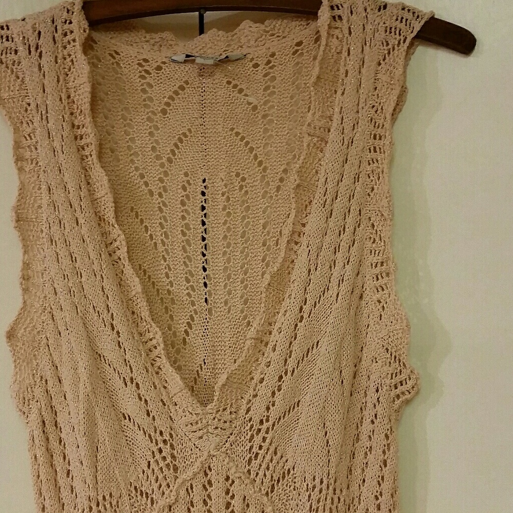 Guess Blush Pink Open Knit Dress Knee Length NWOT
